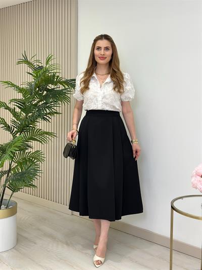 Üç Boyutlu Beyaz Kabartma Desenli Natürel Gömlek 