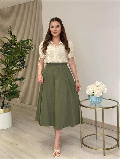 Üç Boyutlu Fisto İşlemeli Prenses Kol Gömlek 