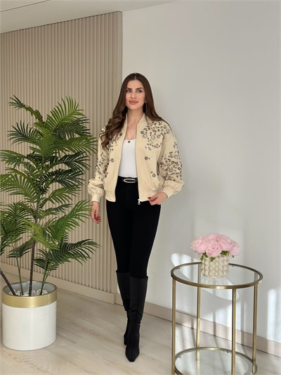 Üzeri Full Taşlı İpky Model Bomber Mont Taş