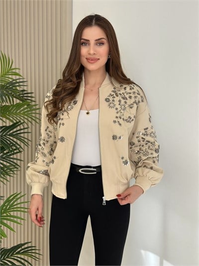 Üzeri Full Taşlı İpky Model Bomber Mont Taş