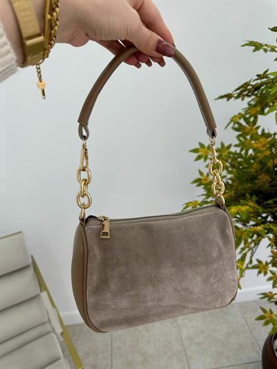 Vizon Deri Süet Detaylı Çanta