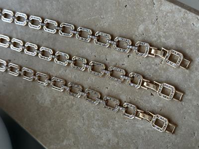 Xupıng Taşlı Dikdörtgen Ayarlanabilir Kalın Bileklik Rose Gold