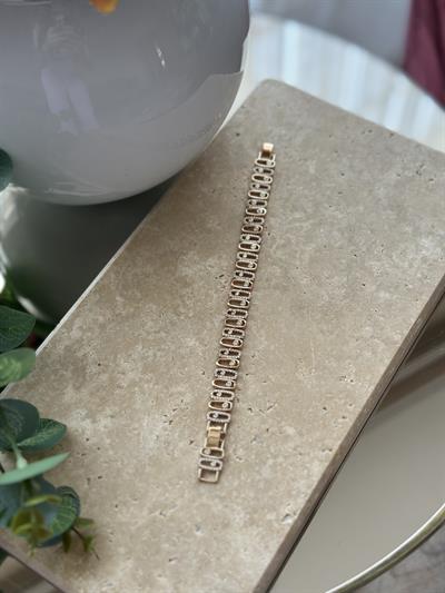 Xupıng Taşlı Rose Gold Ayarlanabilir Kalın Bileklik 