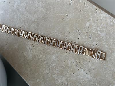 Xupıng Taşlı Rose Gold Ayarlanabilir Kalın Bileklik 