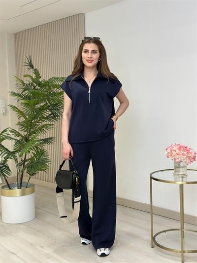 Yakası Fermuarlı Modal Kumaş Takım Lacivert