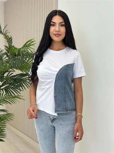 Yanı Jean Detaylı Tasarım Tshirt