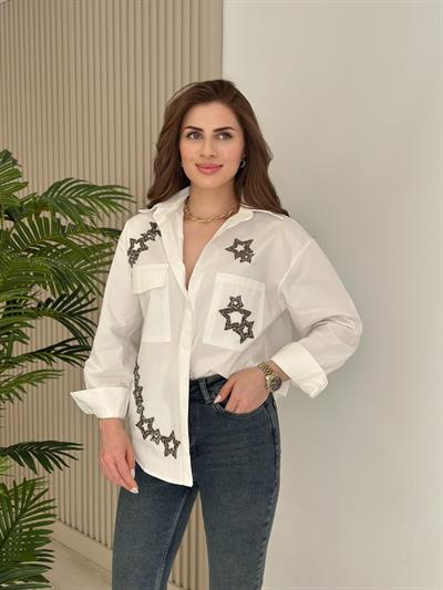 Yıldız Detaylı Poplin Gömlek