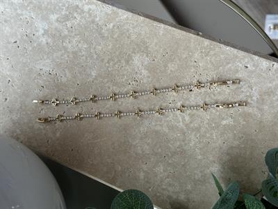Yonca Taşlı İnce Bileklik Gold