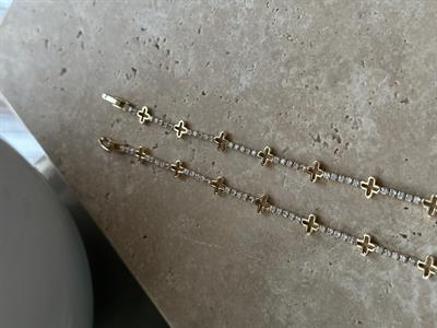 Yonca Taşlı İnce Bileklik Gold