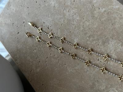 Yonca Taşlı İnce Bileklik Gold