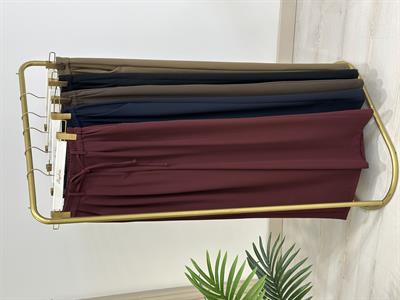 Yüksek Bel Beli Lastikli Palazzo Pantolon Bordo