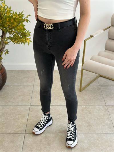 Yüksek Bel Skinny Jean Füme