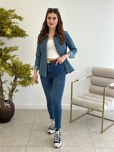 Yüksek Bel Skinny Jean Mavi