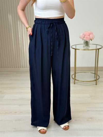 Yüksek Bel Tiril Pantolon Lacivert