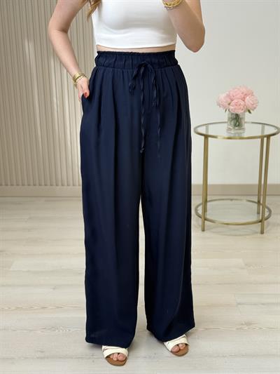 Yüksek Bel Tiril Pantolon Lacivert