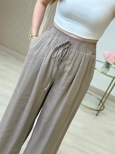 Yüksek Bel Tiril Pantolon Vizon 