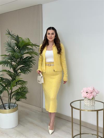 Yumoş Etek Hırka Takım Sarı