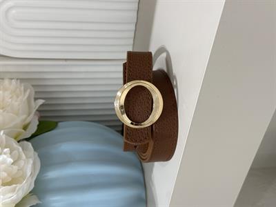 Yuvarlak Gold Tokalı Kemer Taba