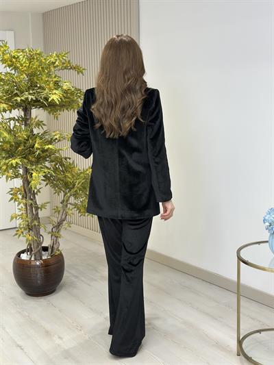 Zr Vatkalı Kadife Takım Siyah