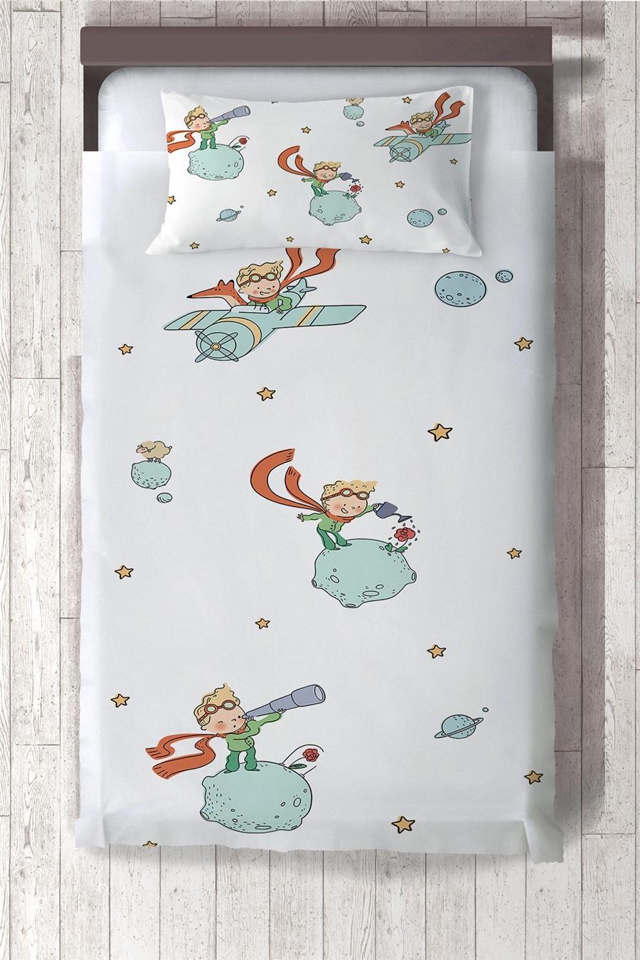 Küçük Prens Uçak Desenli Çocuk Ve Bebek Odası Yatak Örtüsü Tlay-308