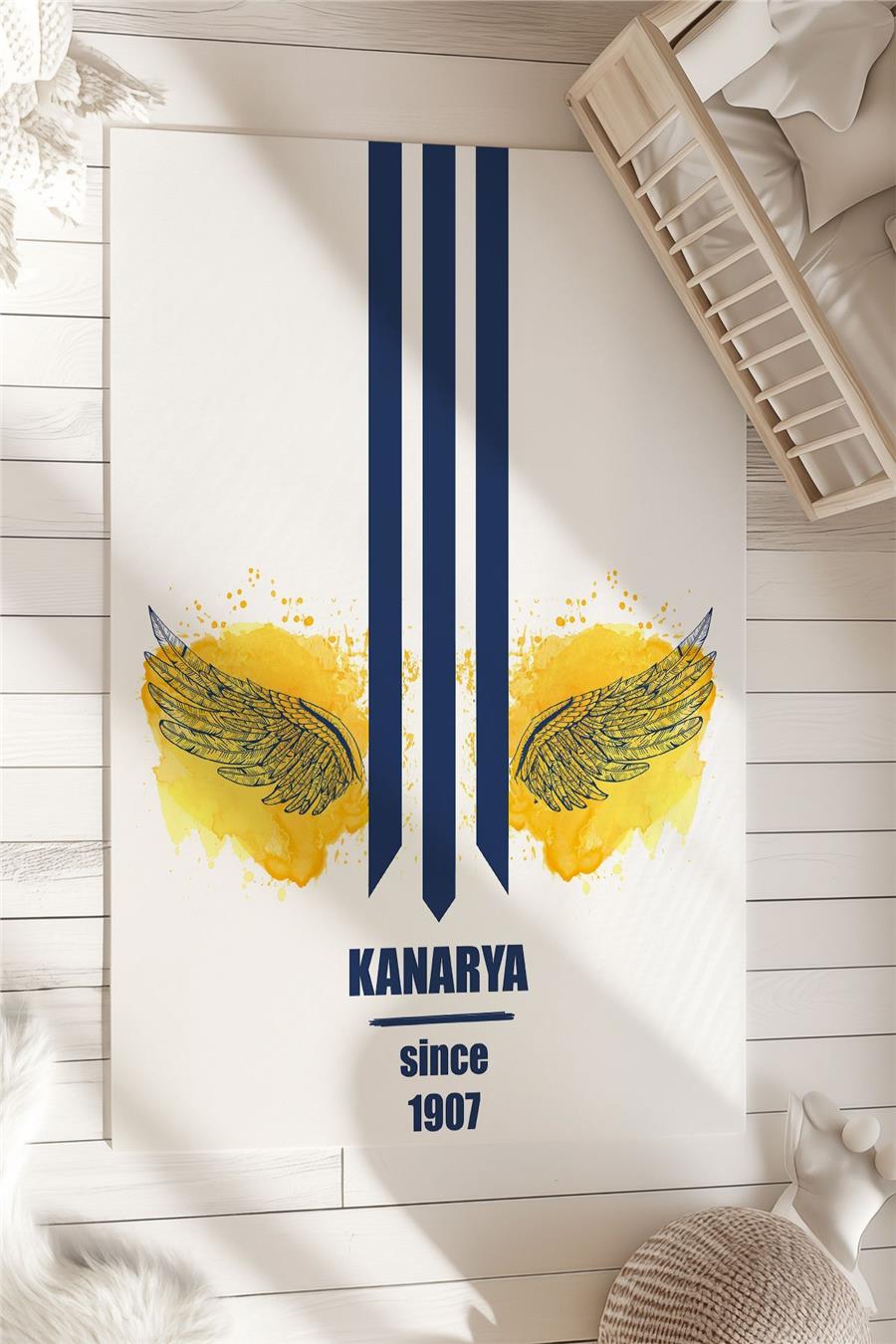 Sarı Lacivert Kanarya Desenli Çocuk Ve Bebek Odası Halısı Tlh-165