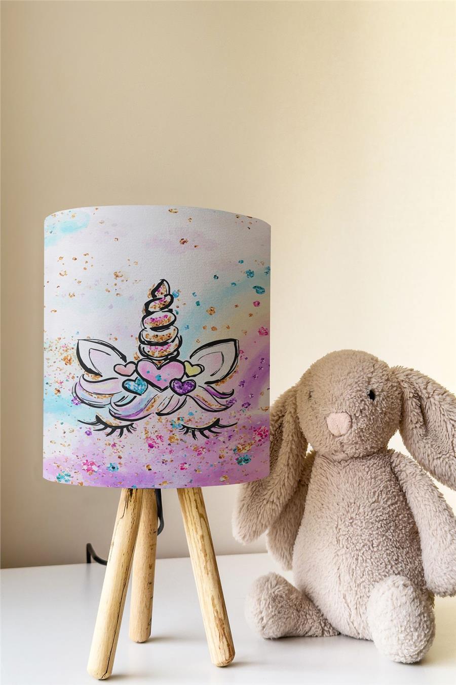 Unicorn Desenli Çocuk Odası Abajur Masa Lambası Tlab-191