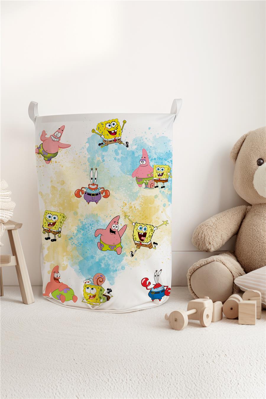  SüngerBob Sponge-Bob Patrick Desenli Çocuk ve Bebek Odası Düzenleyici Oyuncak veya Kirli Sepeti