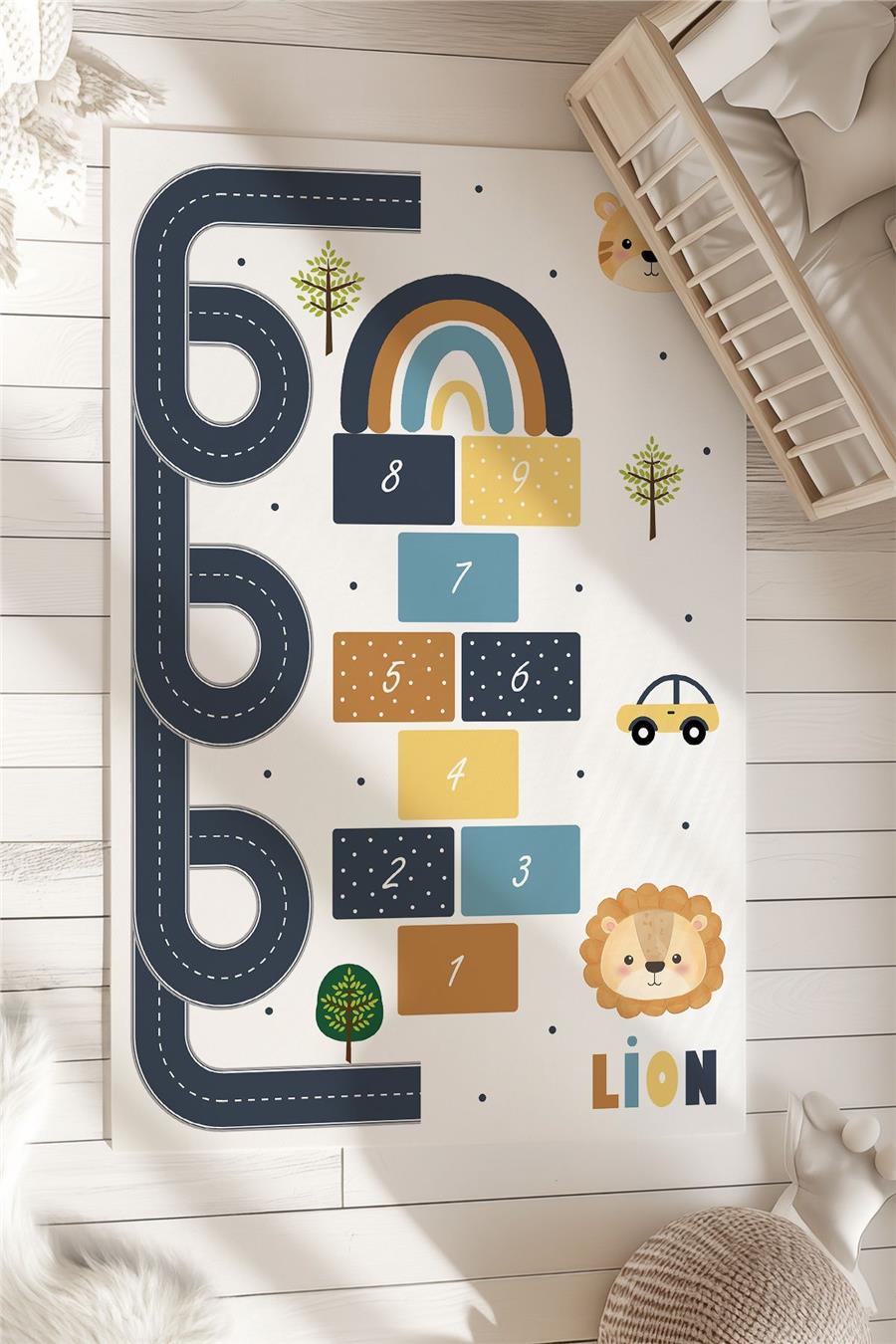 Aslan Lion Desenli Çocuk Ve Bebek Odası Dekoratif Halı Tlh-011