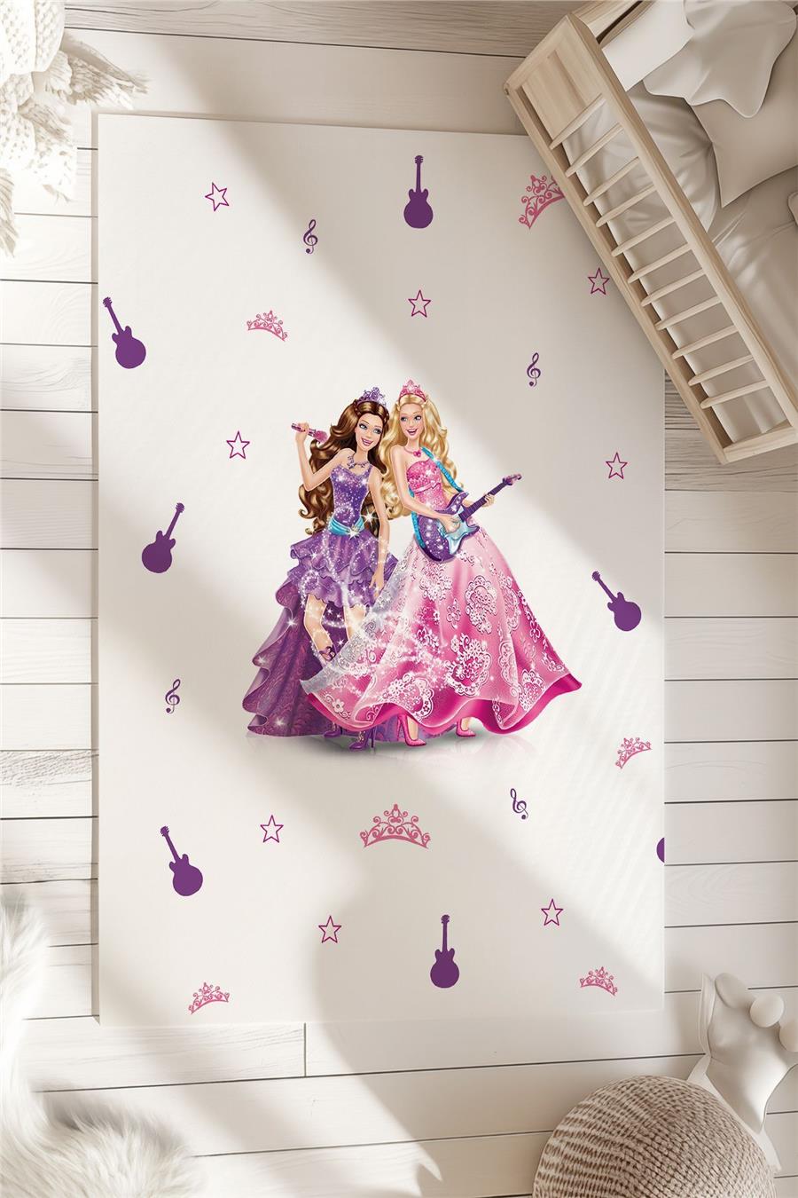 Barbie Prenses Desenli  Çocuk Ve Bebek Odası Dekoratif Halı Tlh-303