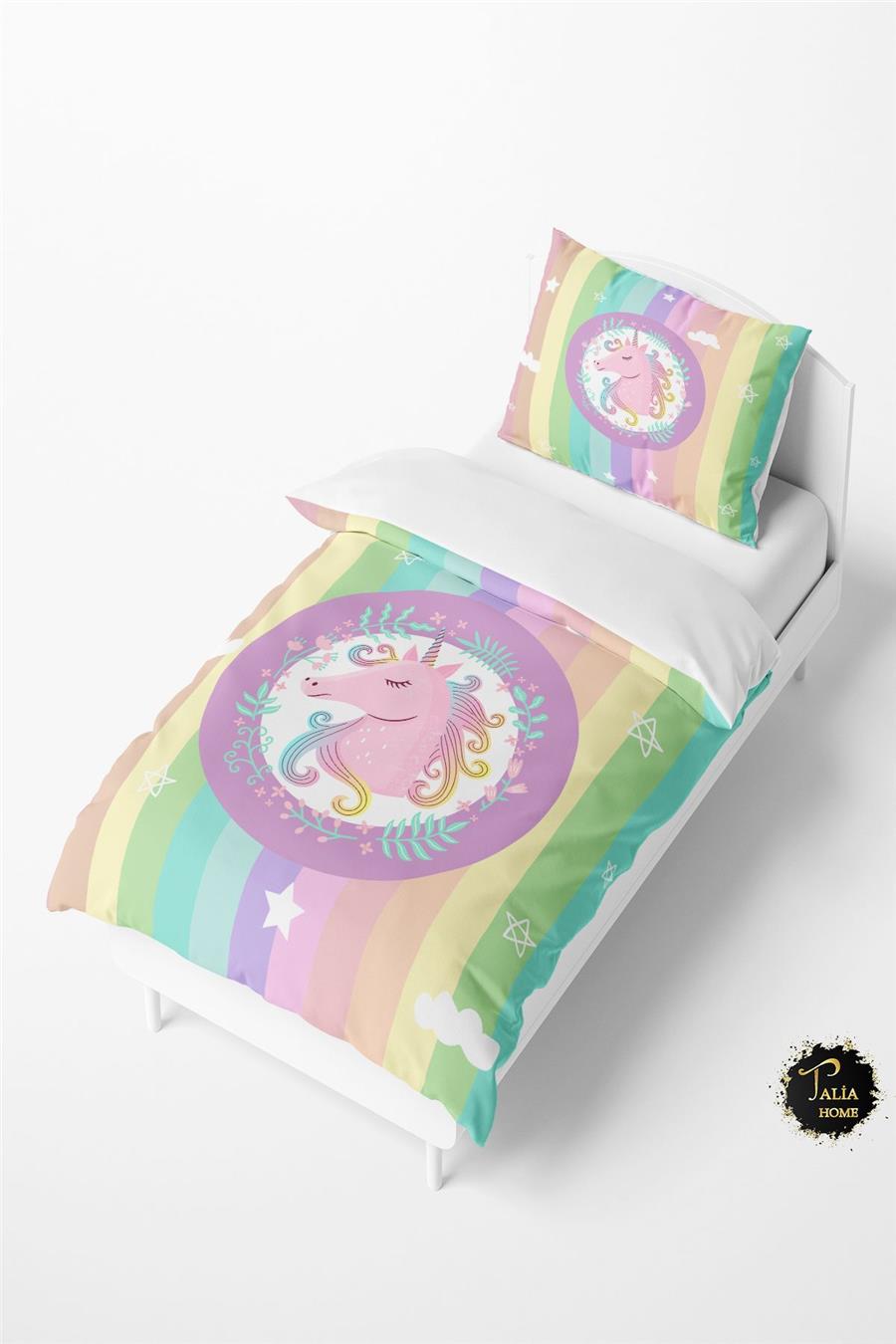 Çok Renkli Unicorn Desen Bebek Ve Çocuk Nevresim Takımı Tlan-121