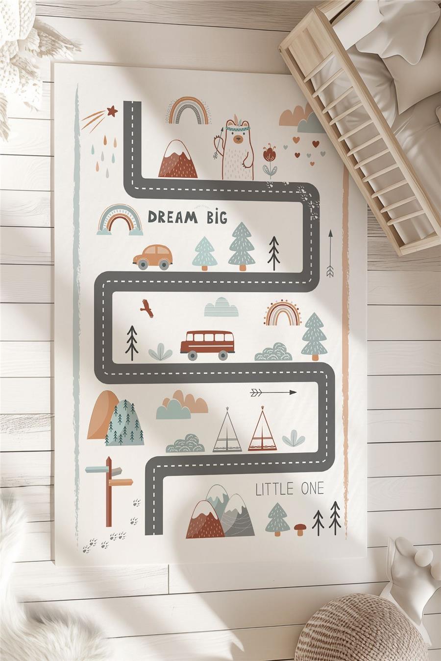 Doğa Desenli Çocuk Ve Bebek Odası Dekoratif Halı Tlh-057