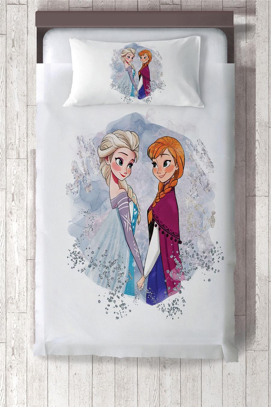 Frozen Elsa & Anna Desenli Çocuk Ve Bebek Odası Yatak Örtüsü Tlay-306