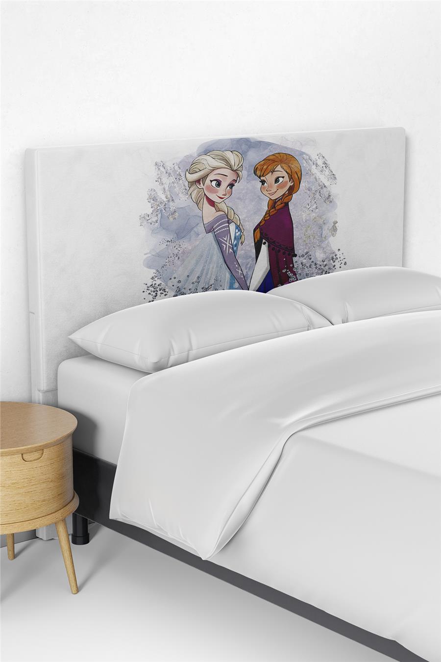 Frozen Elsa ve Anna Desenli Çocuk Yatak Baza Başlık Kılıfı TLABK-306