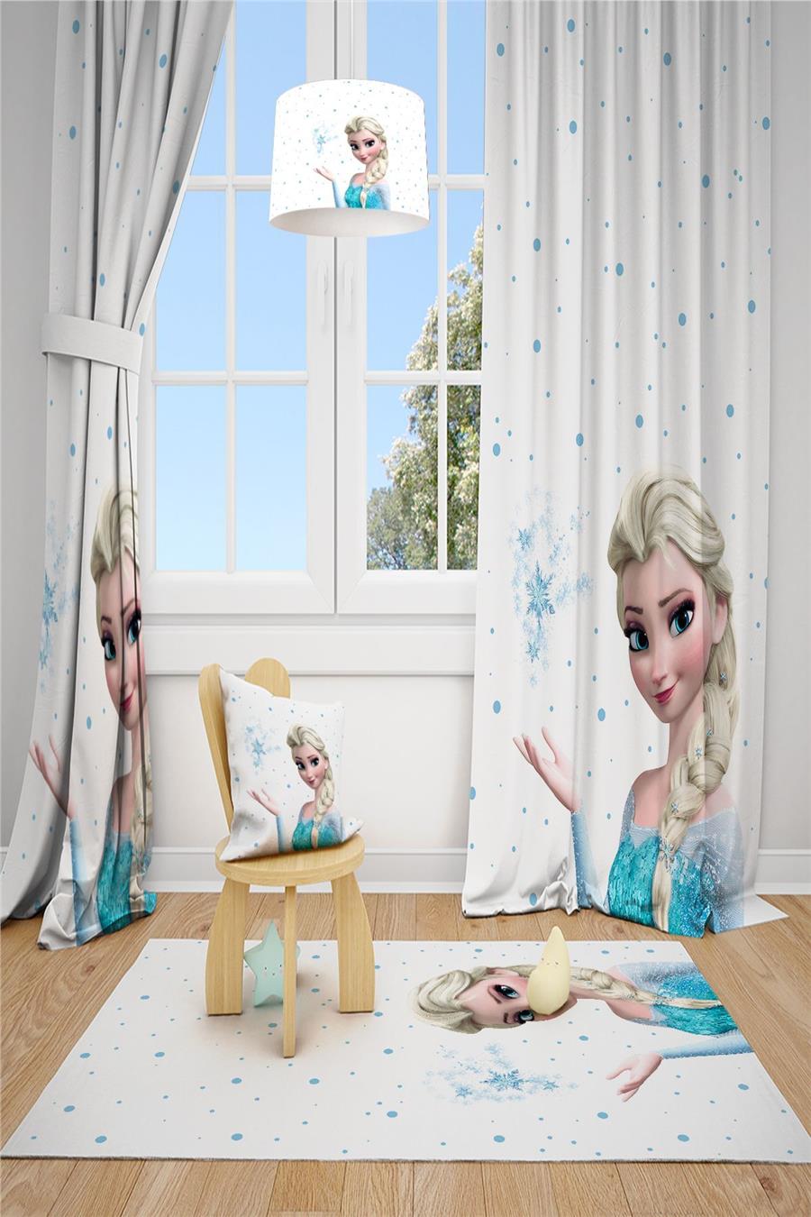 Karlar Ülkesi Elsa Desenli Çocuk Ve Bebek Fon Perde Tla-307