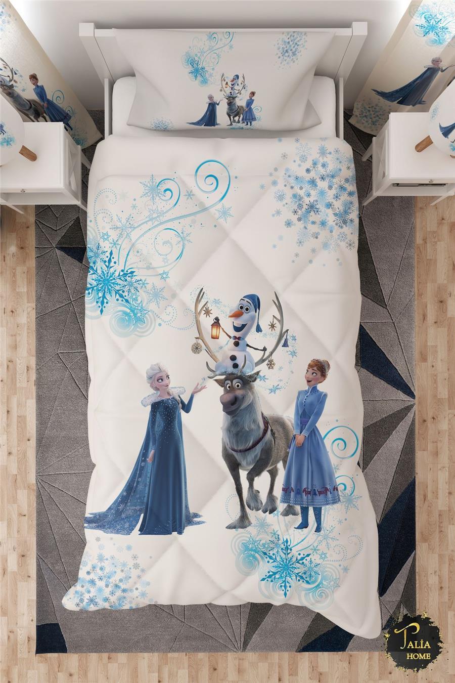 Karlar Ülkesi Elsa Ve Arkadaşları Tek Kişilik Çocuk Yorganı Uyku Seti
