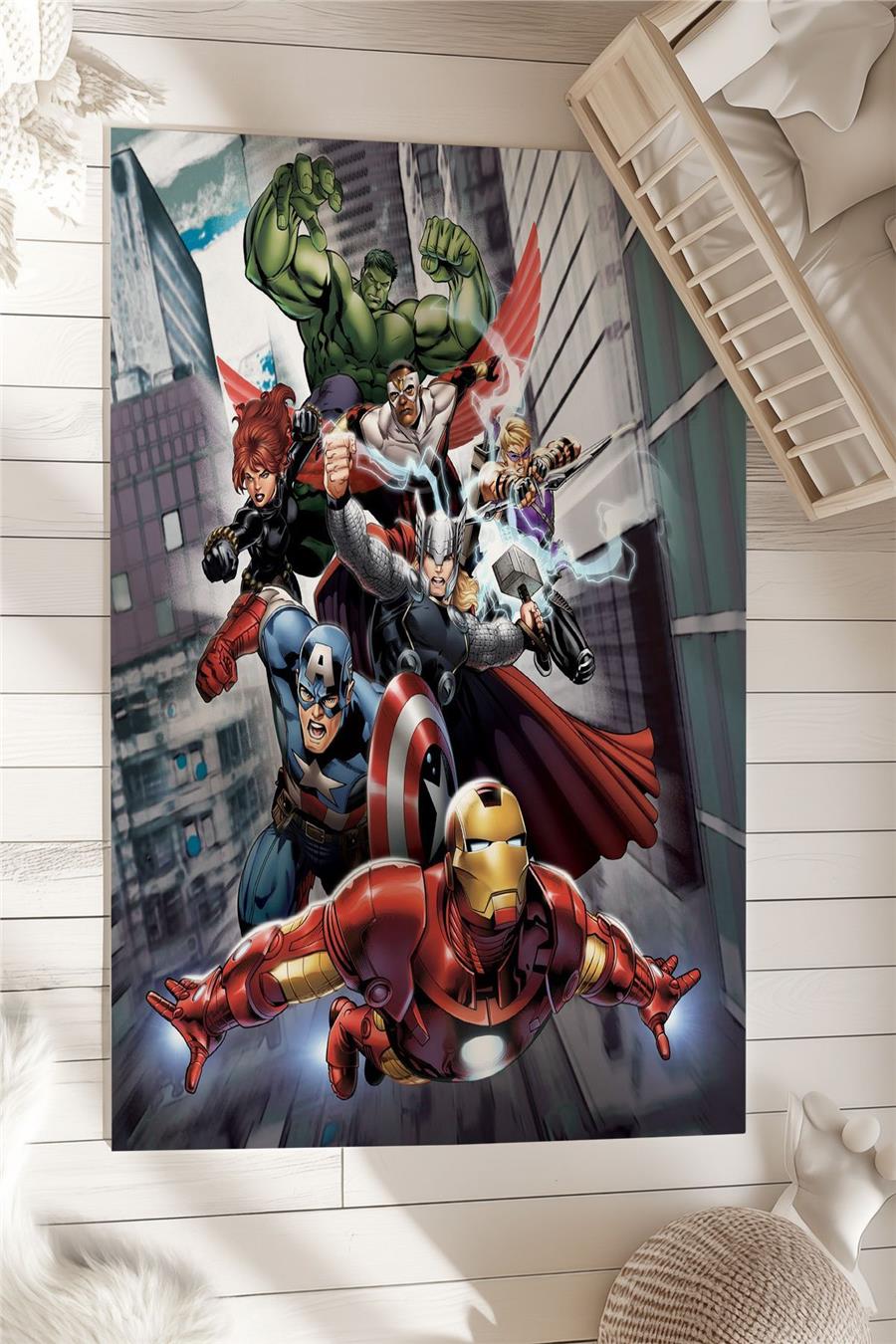 Marvel Süper Kahramanlar  Desenli  Çocuk Ve Bebek Odası Dekoratif Halı Tlh-302