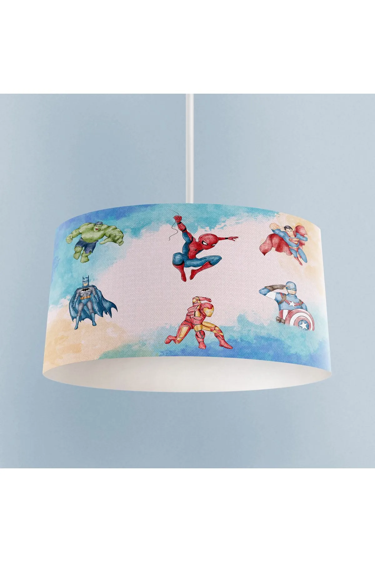 Marvel Süper Kahramanlar Desenli Çocuk Odası Sarkıt Avize Tlav-315
