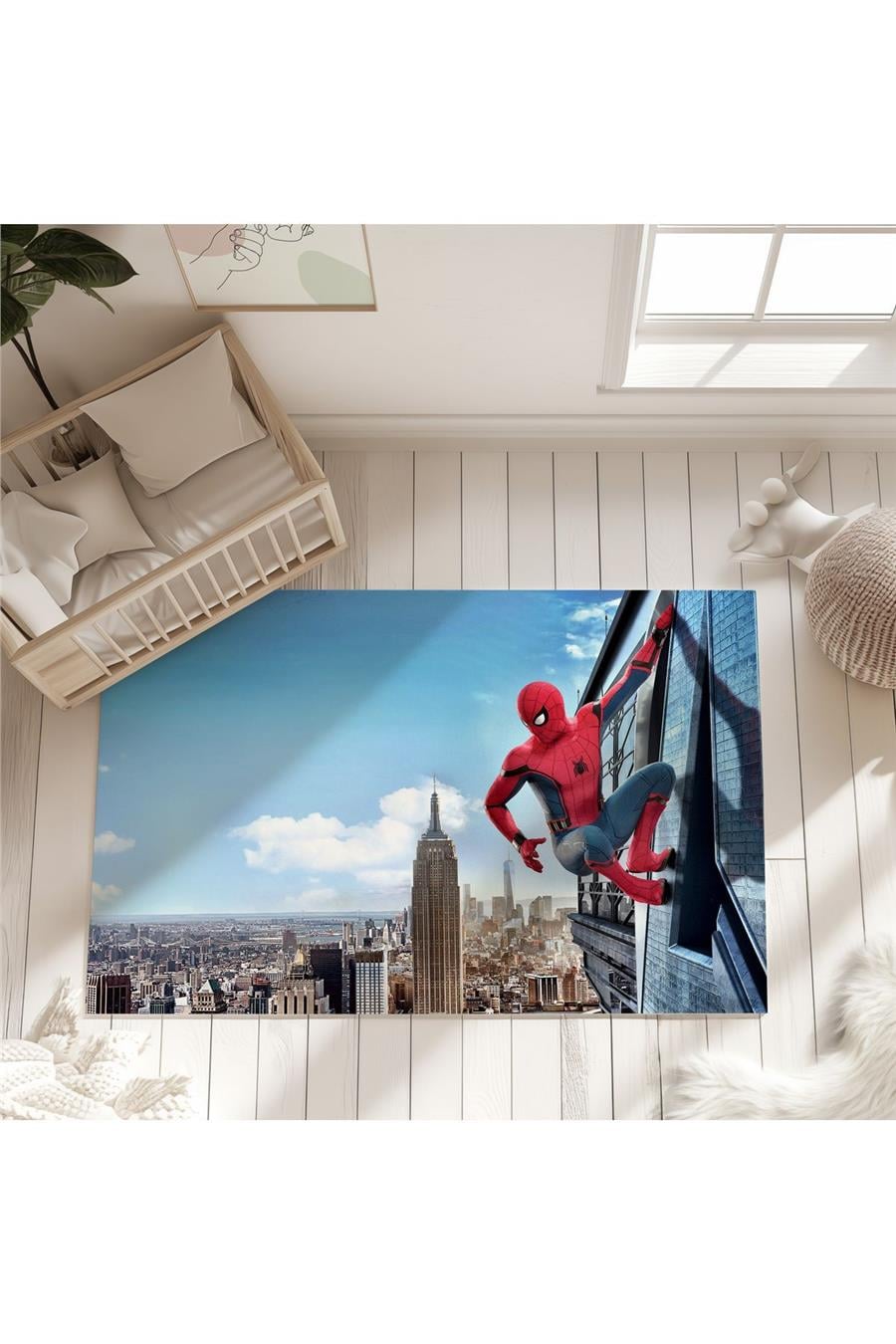 Mavi Örümcek Adam Spider Man Desenli Çocuk Ve Bebek Odası Dekoratif Halı Tlh-102