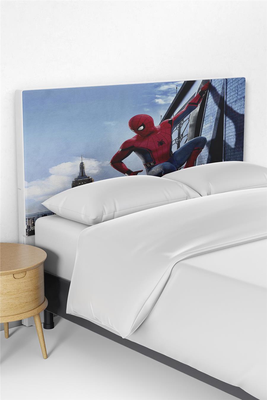 Mavi Spider-Man Örümcek Adam Desenli Çocuk Odası Yatak Baza Başlık Kılıfı TLABK-102