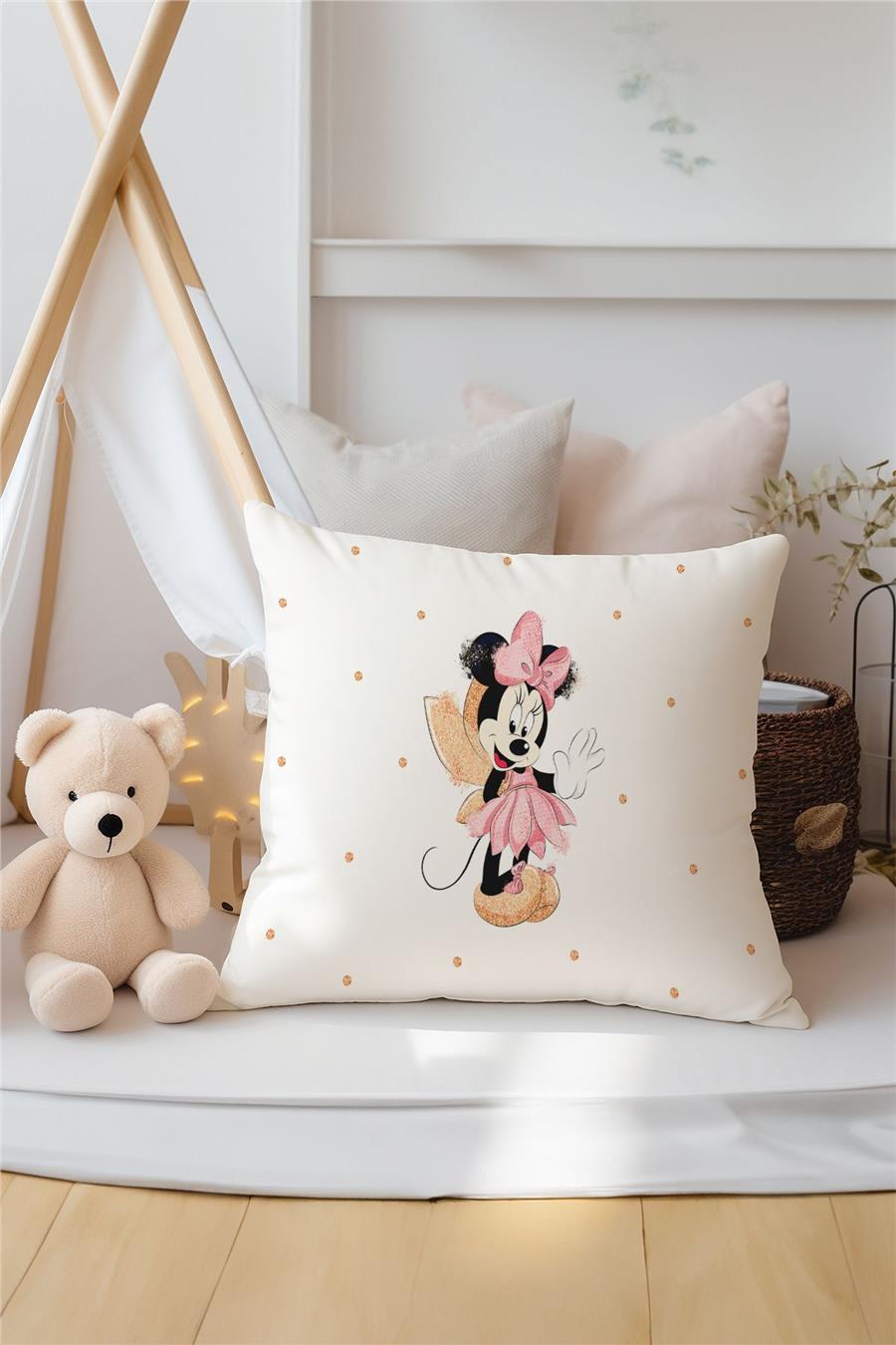 Mickey Mouse Desen Çocuk Odası 3'Lü Kırlent Kılıfı Tlakr-040