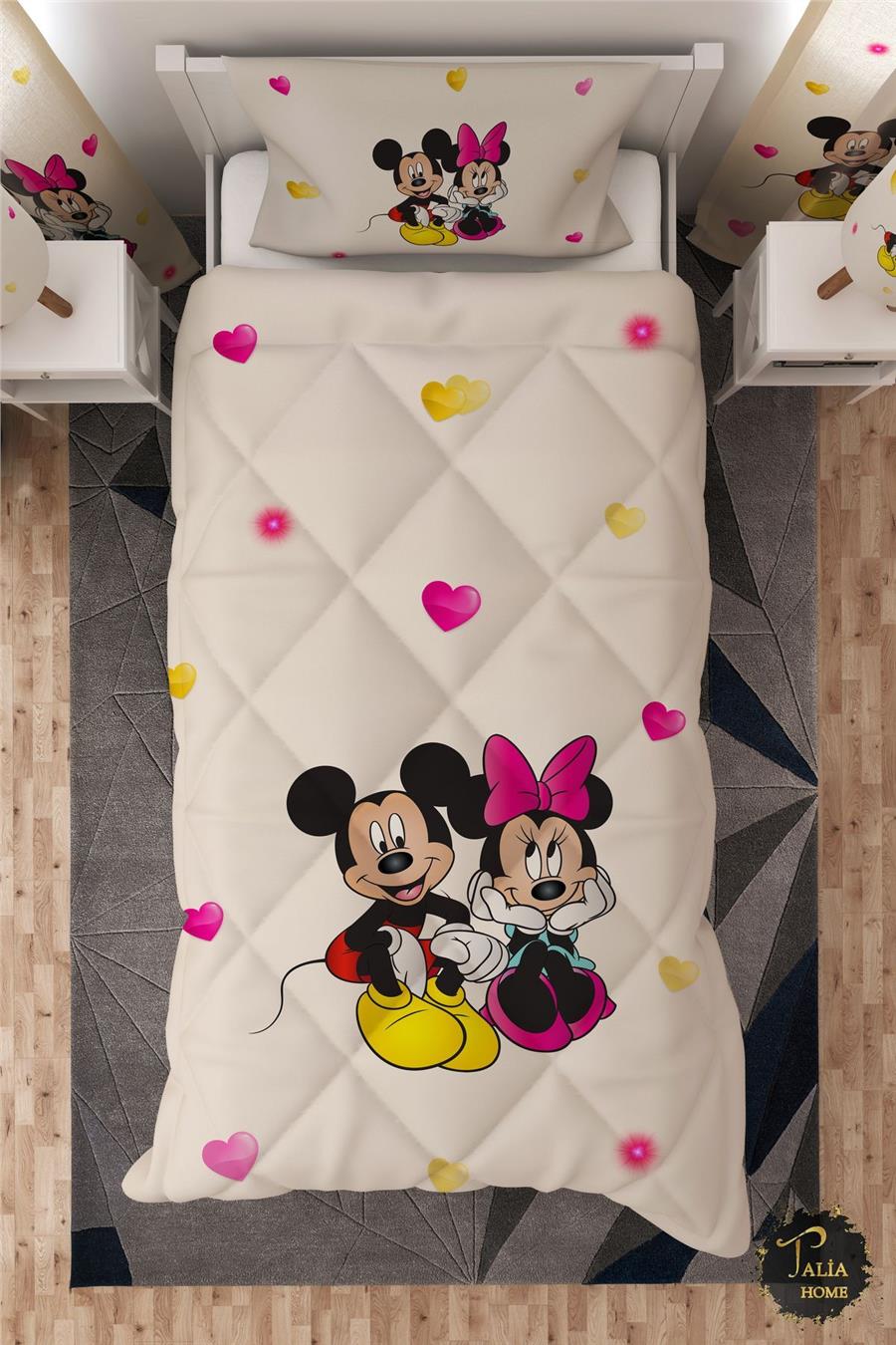 Mickey Mouse Tek Kişilik Çocuk Yorganı Uyku Seti