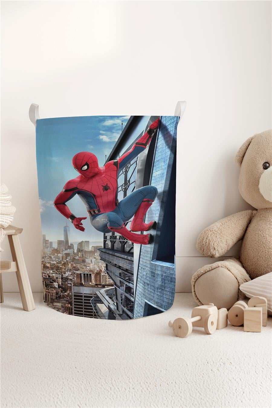 Örümcek Adam Spider-Man Desenli Çocuk ve Bebek Odası Düzenleyici Oyuncak veya Kirli Sepeti