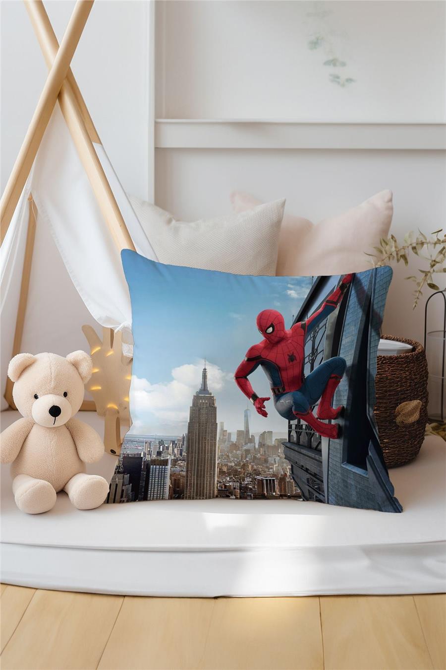 Örümcek Adam Spider Man Desenli Çocuk Odası 3'Lü Kırlent Kılıfı Tlakr-102