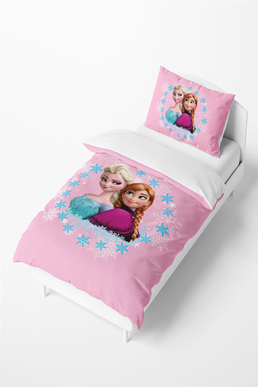 Pembe Elsa Anna Desenli Bebek Ve Çocuk Nevresim Takımı Tlan-153