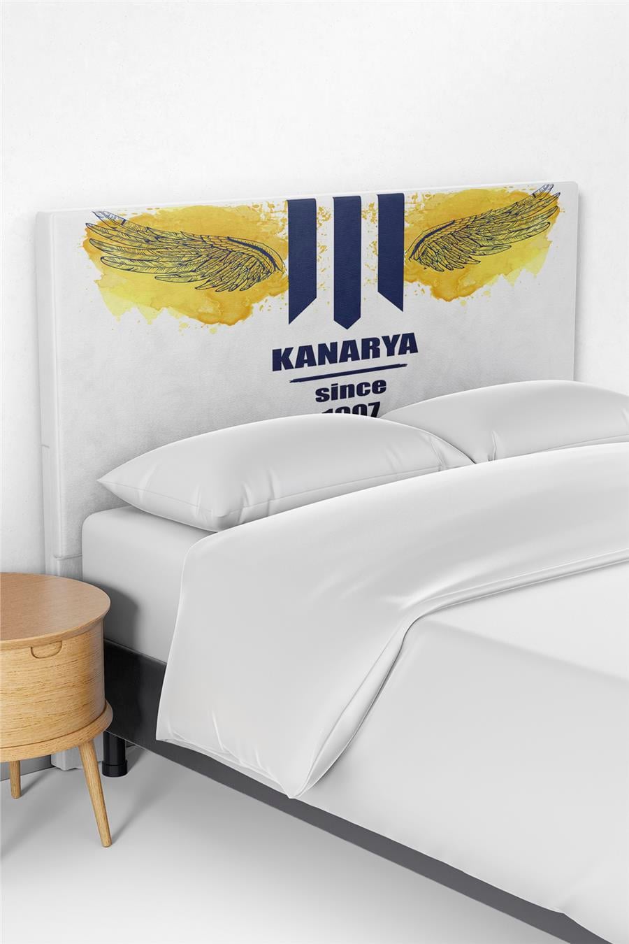 Sarı Lacivert Kanarya Desenli Çocuk Odası Yatak Baza Başlık Kılıfı Tlabk-165