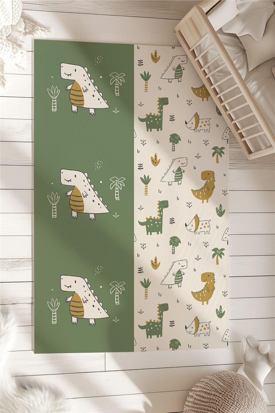 Sevimli Dinozor Desenli  Çocuk Ve Bebek Odası Dekoratif Halı Tlh-311