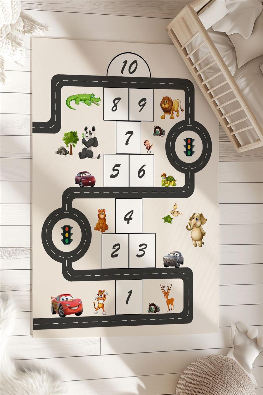 Sevimli Hayvan Desenli  Çocuk Ve Bebek Odası Dekoratif Halı Tlh-227