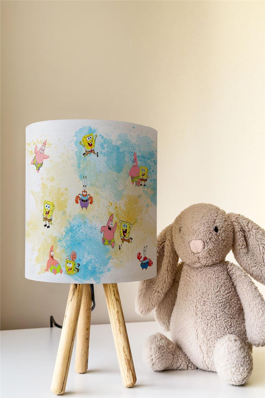Süngerbob Patrick Desenli Spongebob Çocuk Odası Abajur Masa Lambası Tlab-313