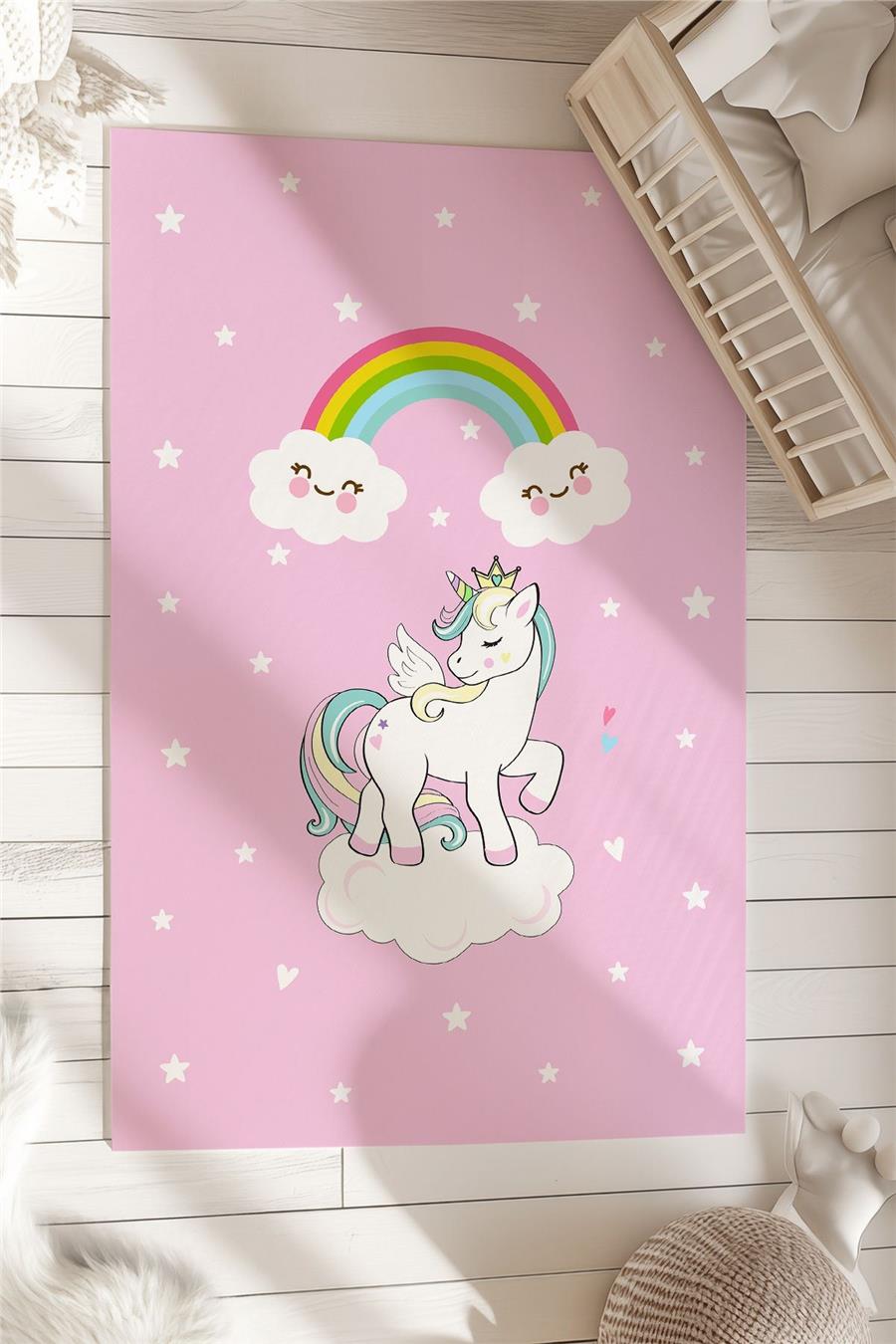 Unicorn Desenli Çocuk Ve Bebek Odası Dekoratif Halı Tlh-170