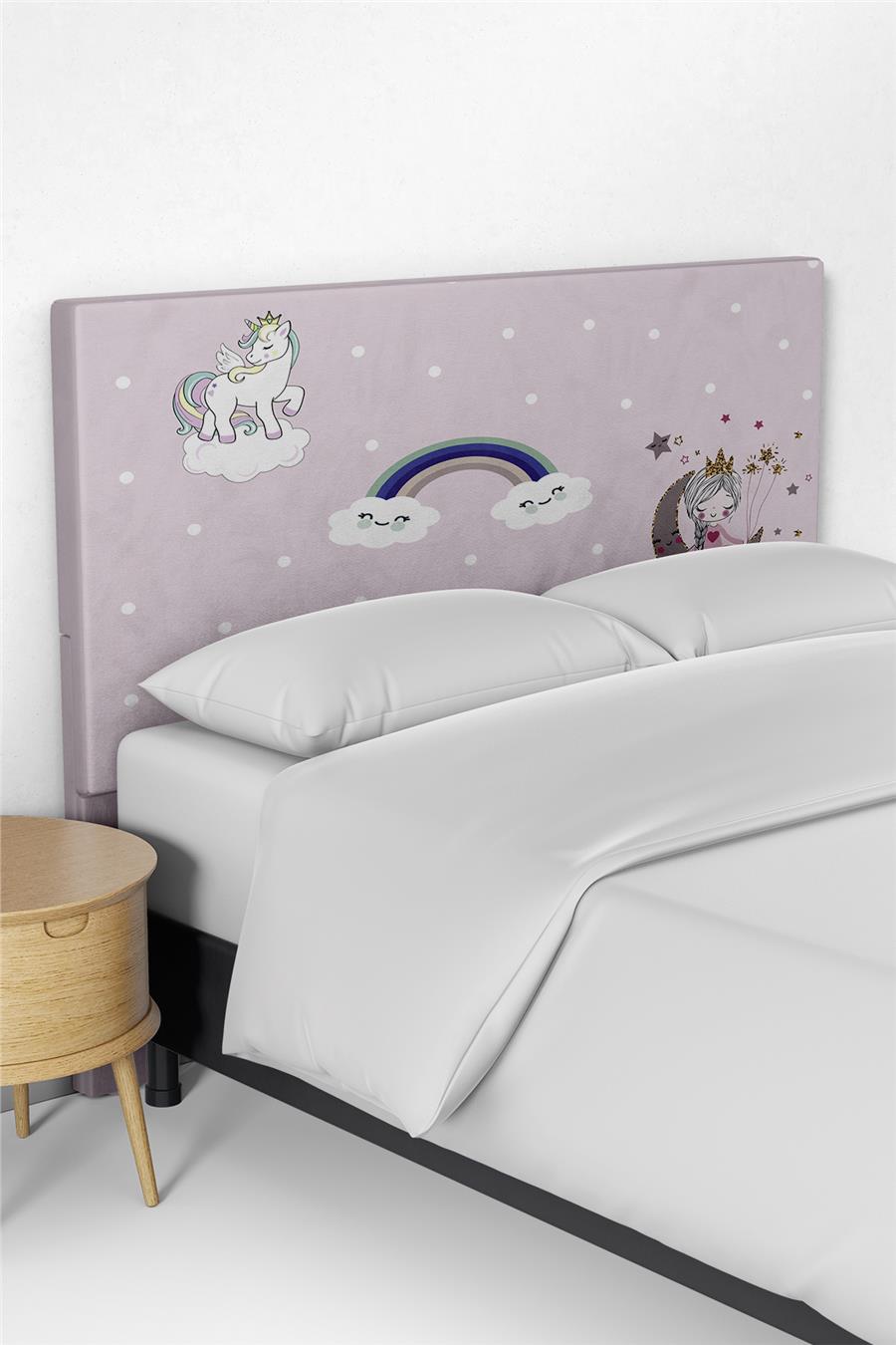 Unicorn'lu Prenses'li Çocuk Yatak Baza Başlık Kılıfı TLABK-281